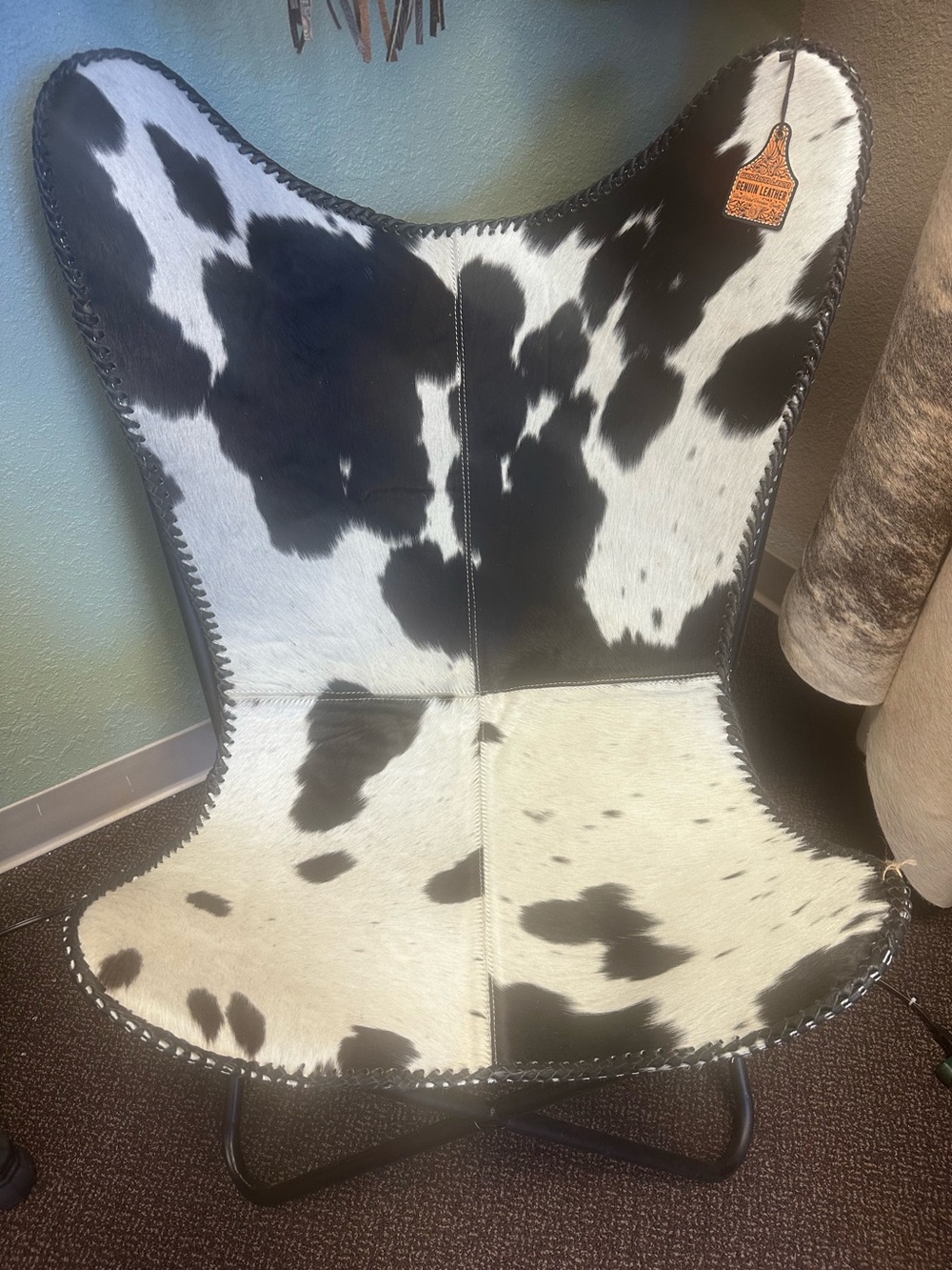 Cowhide Accent Butterfly Chair - Black & White